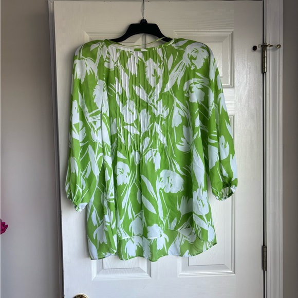 Charter Club Green and White Floral Blouse - Picture 3 of 3